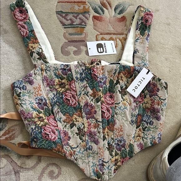 Tic Toc Tops - tic toc Floral Corset Top Tie Back NWT Size Medium